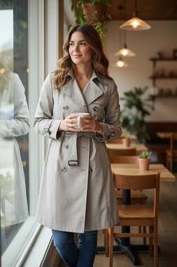 Michael Michael Kors Piped Belted Double-Breasted Trench Coat Size M NWOT